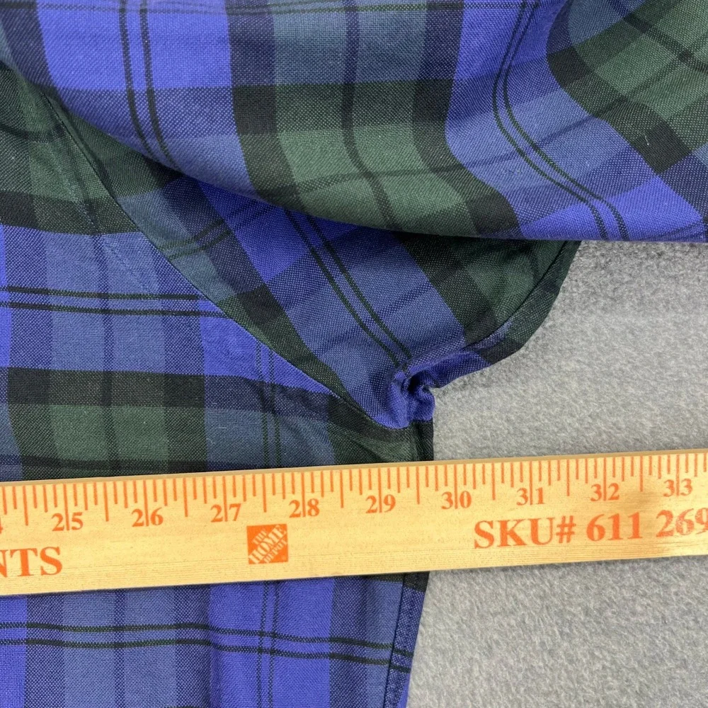 Polo Ralph Lauren Big Shirt Mens L Blue Green Plaid Black Watch 90s Oversized